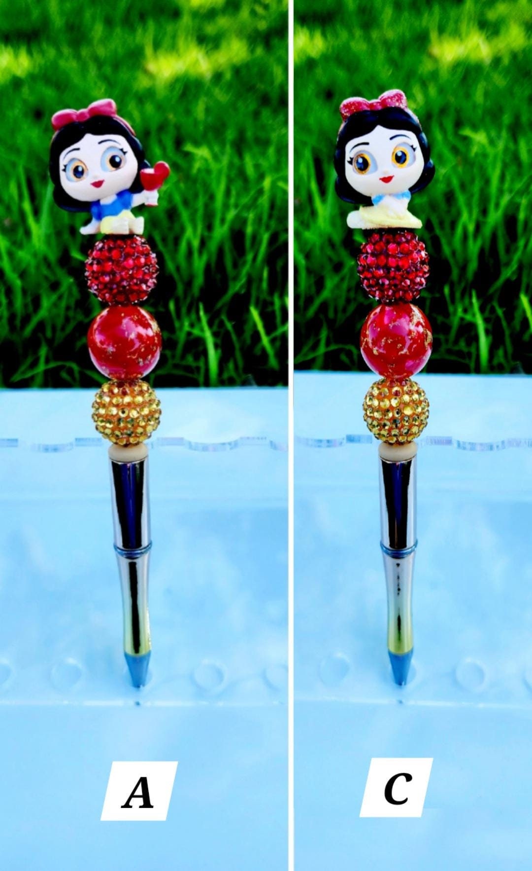 Doorable Pens, Character Pens, Beaded Pens, Gifts, Princess, Snow White