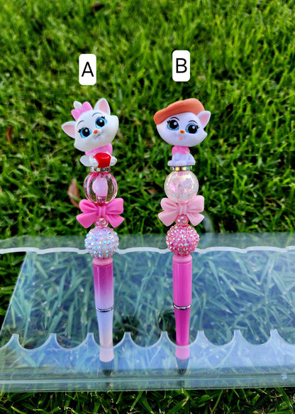 Doorable Pens, Character Pens, Beaded Pens, Gifts, Marie Cat