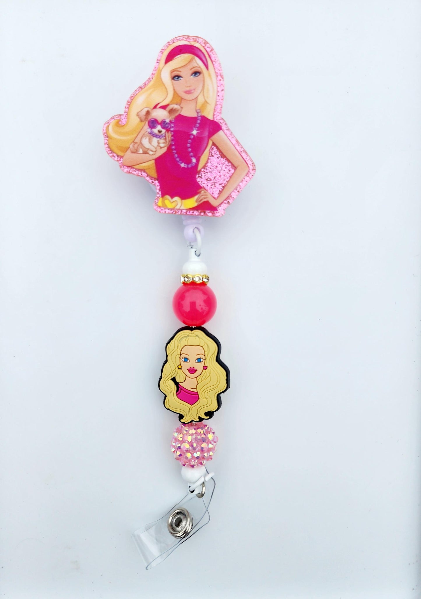 Barbie Character Beaded Badge Reel, Retractable ID, Medical Healthcare Nurse Badge teacher clip pin holder, Gifts