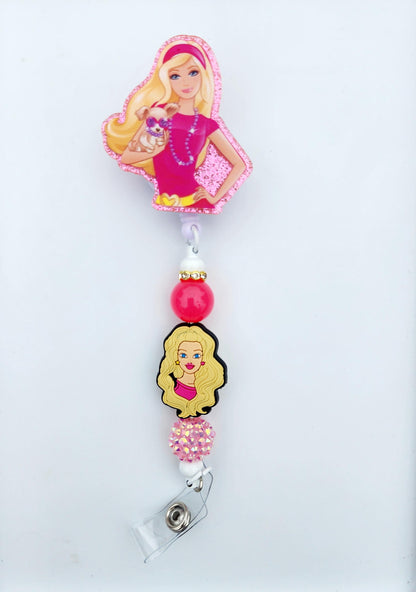 Barbie Character Beaded Badge Reel, Retractable ID, Medical Healthcare Nurse Badge teacher clip pin holder, Gifts