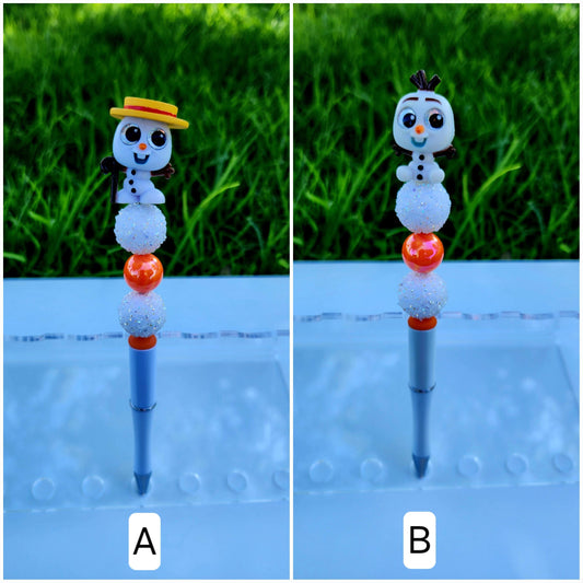 Doorable Pens, Character Pens, Beaded Pens, Gifts, Frozen, Olaf