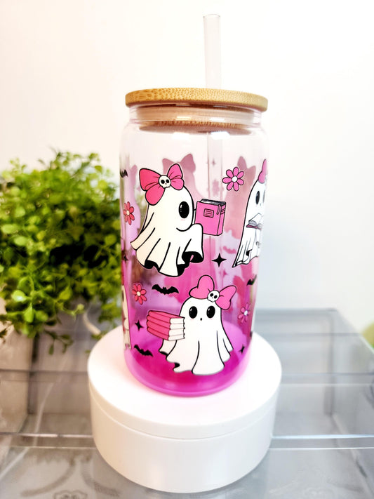 Boo Ghost Cup/Tumbler/Can, (16 oz.) Comes with lid and straw