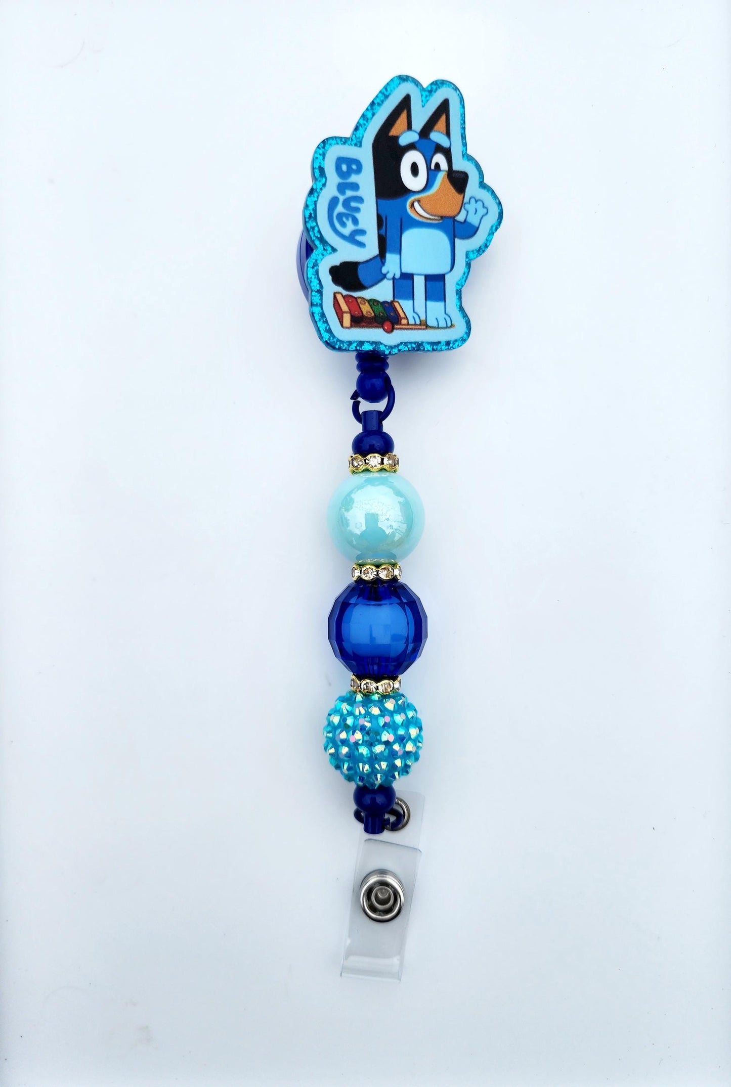 Bluey Character Beaded Badge Reel, Retractable ID, Medical Healthcare Nurse Badge teacher clip pin holder, Gifts