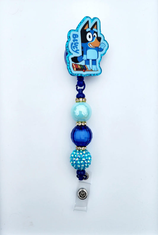 Bluey Character Beaded Badge Reel, Retractable ID, Medical Healthcare Nurse Badge teacher clip pin holder, Gifts