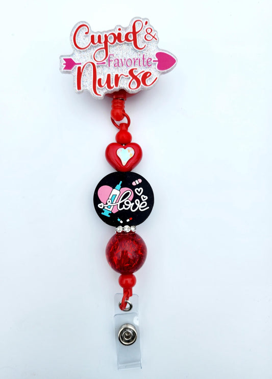 Nursing Character Beaded Badge Reel, Retractable ID, Medical Healthcare Nurse Badge teacher clip pin holder, Gifts