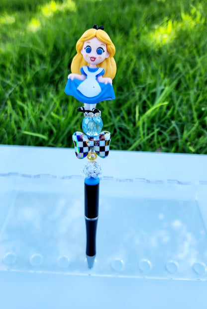 Doorable Pens, Character Pens, Beaded Pens, Gifts, Alice in Wonderland, Cat